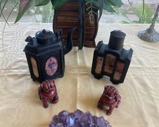Bronze tea pots and accessories