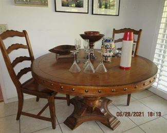54' oak table .. 2 oak side chairs