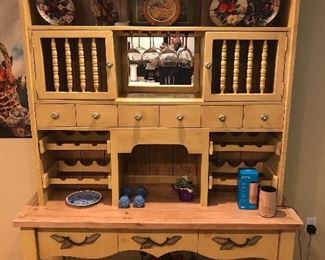 French Country Mustard Kitchen Hutch
