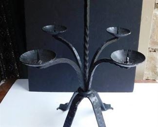 Heavy Hammered Wrought Iron Candle Holder