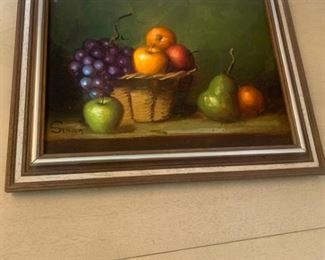 Fruit Oil Painting with Wooden Frame