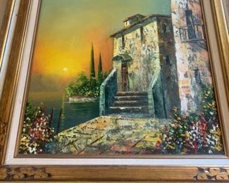 House by Water Oil Painting