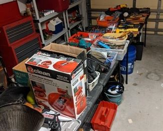 pressure washer parts new in box, lots of tools, toolboxes