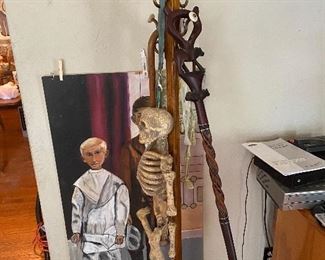 Hall tree/ hat stand and some skeletons for good measure 