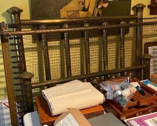 Brass bed frame 
Art supplies 