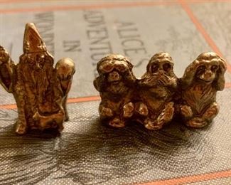 Small Pewter Mystical Wizard & Speak/Say/See No Evil/Figurines