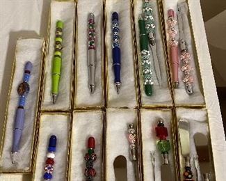 Fair Amount of Homemade Beaded Pens, Cocktail Sets