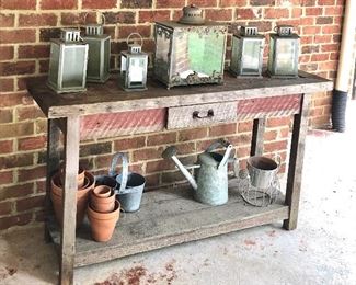 Potters bench and lanterns