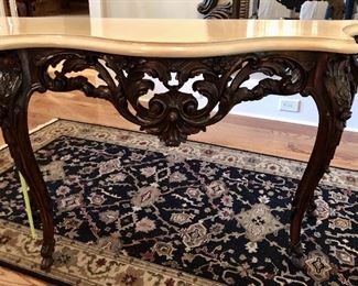 Very nice dark carved wood console