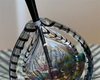 Fire Island David Foster & Mathew LaBarbera Art Glass Perfume Bottle Striped	5x3.25x1.25in
