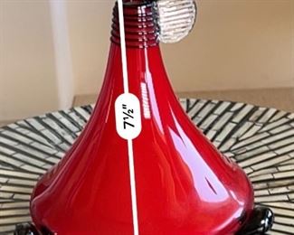 Michael O Meilahn Contemporary Art Glass Funnel Vase Red Small Sculpture O'Meilahn	8in H x 6.5in Diameter
