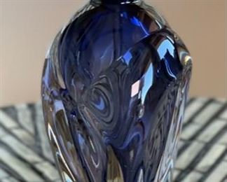 Jonathan Winfisky Art Glass Perfume Bottle Blue/Clear	6.5x2.25x2.25in
