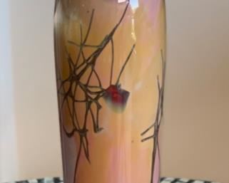 Steven Main Art Glass Perfume Bottle Pink #2 Steve E. 10in H x 2in Diameter