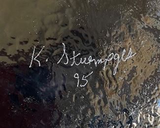 Ken Stuempges Art Glass Plate Iridescent	11in Diameter

