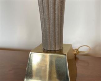 2pc Ceramic & Brass Tall Sculptural Lamps Contemporary	36in H x 9in Diameter
