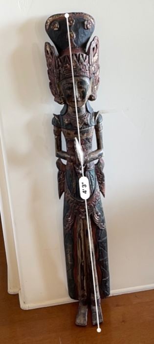 Wood Carved Lady Sculpture #1 India	51x8x6in
