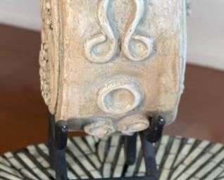 Stone Decorative Disc on Stand 13x11x3in