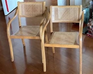 2pc Oak Cane Bentwood Chairs  PAIR	32x21x19in
