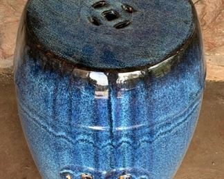 Ceramic Blue Decorative Garden Stand Stool  #1	18x13x13
