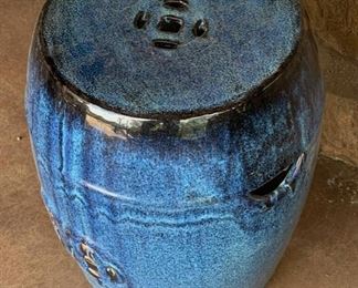 Ceramic Blue Decorative Garden Stand Stool #2	18x13x13
