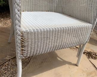 Pair of White Rattan High back Chairs	42x28x24
