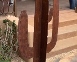 6ft Rustic Metal Saguaro Cactus Yard Art 72x30x19