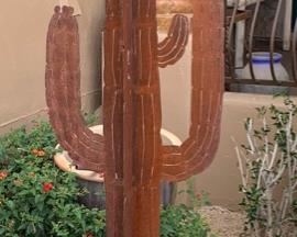 6ft Rustic Metal Saguaro Cactus Yard Art 72x30x19