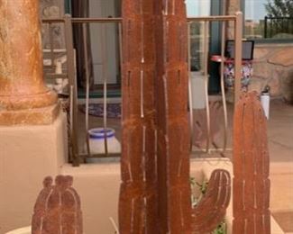 6ft Rustic Metal Saguaro Cactus Yard Art	72x30x19
