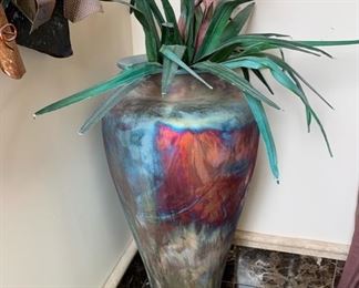 Huge Raku Pottery Iridescent Planter Vase  	31x15x15
