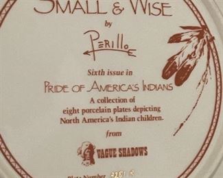 Perillo Small & Wise Collectors Plate Native American  Collectors Plate	11 in diameter
