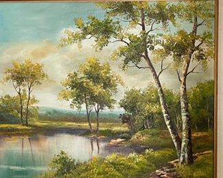 *Original* Art Pond Landscape J Regnan Painting	Art: 20x24<BR>Frame: 29x32.5in
