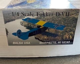 Balsa USA 1/4 Scale Fokker D-VII Unbuilt Plane Kit Airplane 409	

