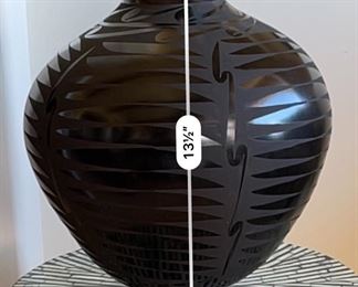Mata Ortiz Pottery Tomas Ozuna Black on Black Pot	13.5in H x 12in Diameter
