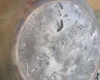 Scott Lindberg LMNO Arts Raku Pottery Round Vase	9in H x 9in Diameter
