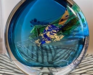 Lg Signed Art Glass Perfume Bottle sfst5034	11x5x1.5in
