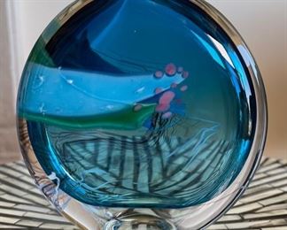 Lg Signed Art Glass Perfume Bottle sfst5034	11x5x1.5in
