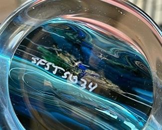 Lg Signed Art Glass Perfume Bottle sfst5034	11x5x1.5in
