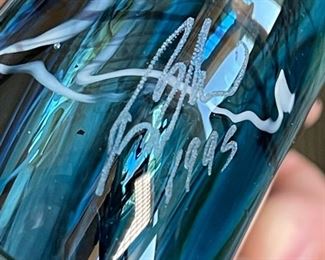 Lg Signed Art Glass Perfume Bottle sfst5034	11x5x1.5in
