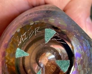 Tim Lazer Art Glass Perfume Bottle Iridescent Lazer Glass Studio of California 	5.5x3.25x2.25

