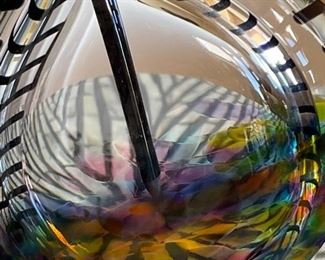 Fire Island David Foster & Mathew LaBarbera Art Glass Perfume Bottle Striped	5x3.25x1.25in
