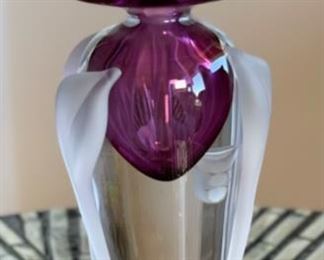 William Glasner Art Glass Perfume Bottle 1996 Purple Frosted	7in H x 2.25
