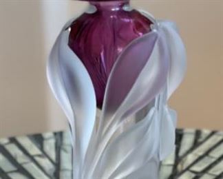William Glasner Art Glass Perfume Bottle 1996 Purple Frosted	7in H x 2.25
