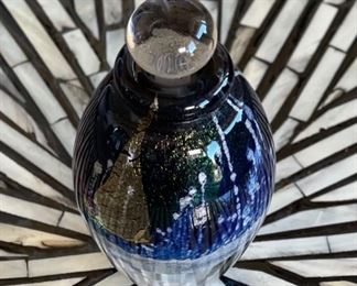 Eckhart Art Glass Perfume Bottle Iridescent #2	4in H x 2.5in Diameter
