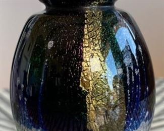 Eckhart Art Glass Perfume Bottle Iridescent #2	4in H x 2.5in Diameter
