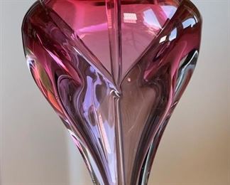 Quintessence Art Glass Perfume Bottle Tall Pink	10.75H x3.5in Diameter
