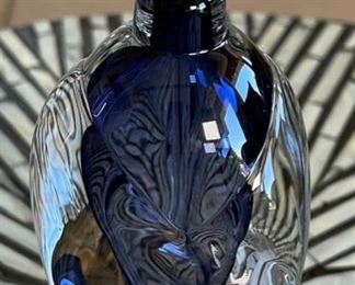 Jonathan Winfisky Art Glass Perfume Bottle Blue/Clear	6.5x2.25x2.25in
