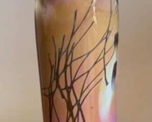 Steven Main Art Glass Perfume Bottle Pink #2 Steve E. 	10in H x 2in Diameter
