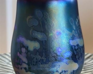 Eickholt Studio Iridescent Art Glass Vase	6.5in H x 4.5in Diameter
