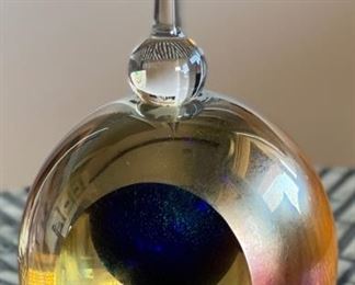 Eickholt Studio Art Glass Perfume Bottle  Iridescent	6.5in H x 3.5in

