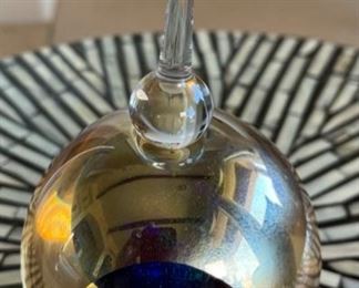 Eickholt Studio Art Glass Perfume Bottle  Iridescent	6.5in H x 3.5in
